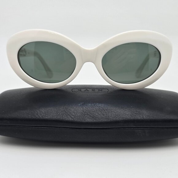 Raen Luxury Wig Ashtray Peroxide White Frame Green Lens Cat Eye Sunglasses 51mm main image 12